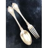 Hallmarked Silver Christening set of Spoon & Fork Hallmarks for Birmingham 1880 maker John