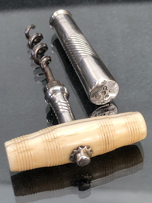 Georgian Silver & Ivory Corkscrew with hallmarks for Birmingham 1790 Samuel Pemberton - Image 3 of 4