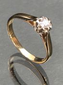 9ct 375 Gold Diamond Solitaire ring size 'L'