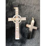 Silver (Edinburgh 1992) Large cross pendant and a Agate cross pendant