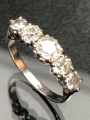 18ct white gold five stone diamond ring of approx 1.65cts