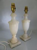 Pair of Alabaster lamp bases approx 33cm tall