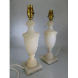 Pair of Alabaster lamp bases approx 33cm tall