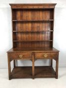 Oak two drawer welsh dresser with three shelves above. Width approx 122cm