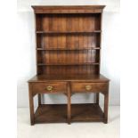 Oak two drawer welsh dresser with three shelves above. Width approx 122cm