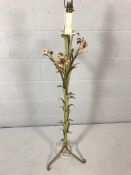 Vintage lamp stand of metal leaves and flowers