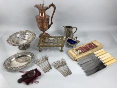 Collection of Brass Copper and Silver plated items