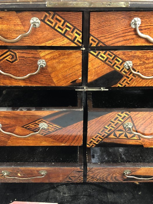 A Japanese Teisho period (1912-26) lacquered and specimen wood table cabinet, the interior with - Image 13 of 17