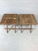 Pair of teak folding wooden tables