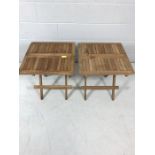 Pair of teak folding wooden tables