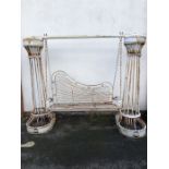 Architectural Salvage: Ornate Victorian swing seat on twisted metal ornate columns (in need of