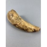 Scrimshaw: approx 15cm long and believed to be the tooth of a Sperm whale this rare scrimshaw