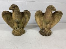 Large Pair of concrete statues of Eagles (weathered)