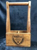 Wooden two compartment storage crate / bottle holder marked 'Moet et Chandon'