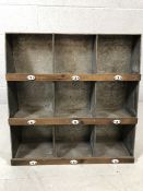 Aluminium set of nine pigeon holes/ storage rack with ceramic disks numbers applied