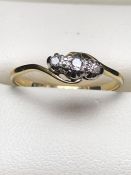 18ct Gold three stone Diamond trilogy ring (size 'K')
