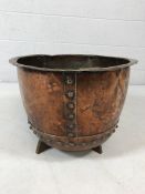 Large copper bowl/bucket on wooden stand
