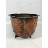 Large copper bowl/bucket on wooden stand