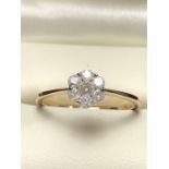 9ct Gold Daisy cluster Diamond ring with certificate stating est Carat weight 0.5 carat of seven