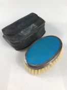 Hallmarked Silver clothes Brush in leather case