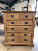 Modern oak six drawer chest
