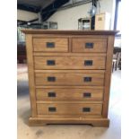 Modern oak six drawer chest