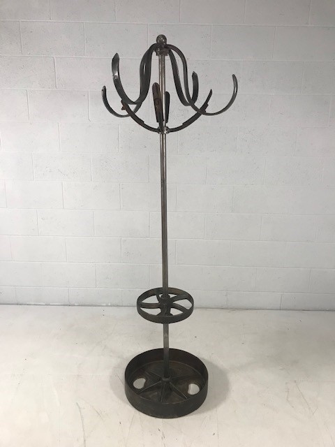 Heavy Duty metal coat and umbrella stand re purposed from reclaimed vintage farm yard machinery