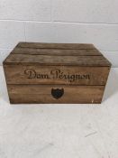 Wooden storage crate stamped Dom Perignon