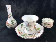 A quantity of 'Hunting scene' china all of the same design by Coalport (plate, lidded pot & small