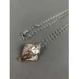 Solid Silver fish pendant on Silver Chain