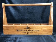 Wooden six compartment storage crate / bottle holder marked 'Moet & Chandon'