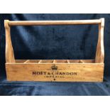 Wooden six compartment storage crate / bottle holder marked 'Moet & Chandon'