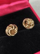 Pair of Attractive 9ct Gold twist earrings