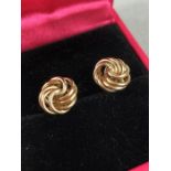 Pair of Attractive 9ct Gold twist earrings
