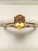 9ct Gold Band set with Oval Citrine (size 'L.5')