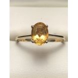 9ct Gold Band set with Oval Citrine (size 'L.5')