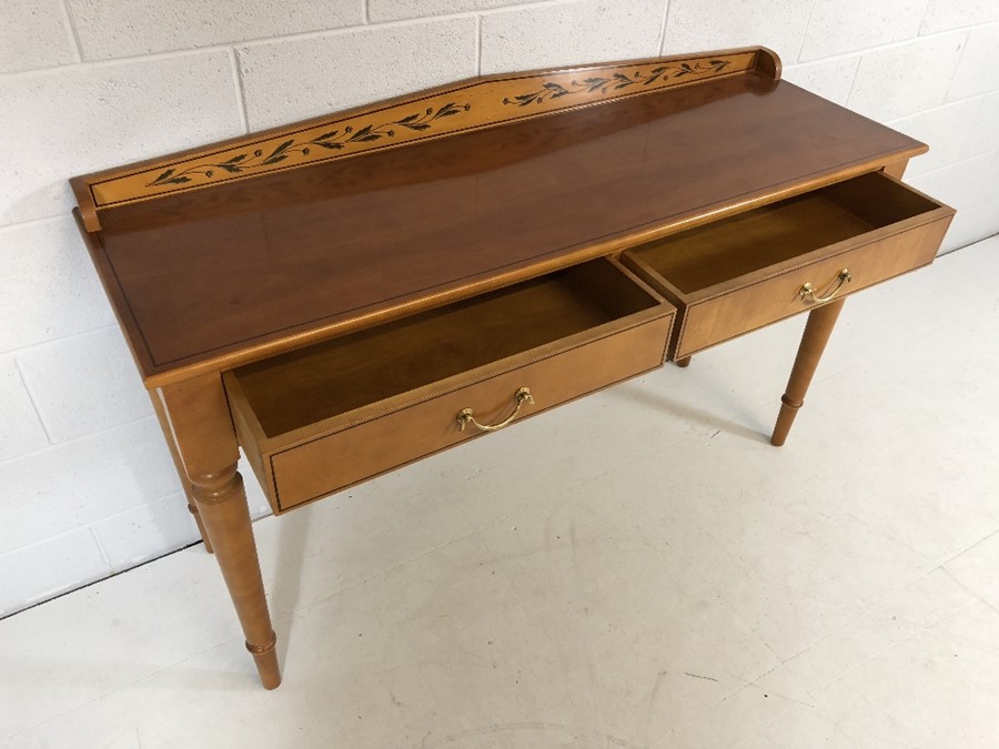 Laura Ashley: Light wood modern sideboard with two drawers and up-stand with foliate decoration ( - Image 3 of 4