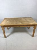 Medium sized Pine farmhouse table with turned legs