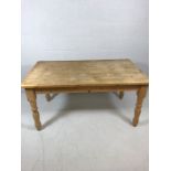 Medium sized Pine farmhouse table with turned legs