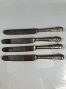 Four Kings Pattern silver hallmarked handled knives with blades marked William Sansom & Co "