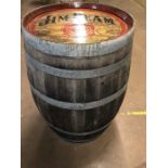 LARGE Metal Bound barrel / cask with Jim Beam logo to top approx 104cm tall