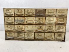 Set of Vintage metal drawers, 24 in total, approx 49cm x 92cm x 28cm
