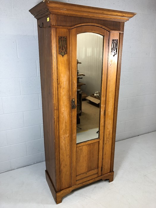 Edwardian single wardrobe with mirror - Image 2 of 5