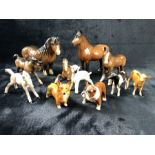 Collection of eleven Beswick animals to include Horses etc