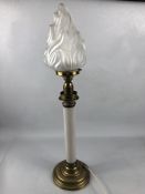 Art Deco Glass and Brass tall flame effect Lamp (approx 66cm tall)