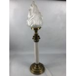 Art Deco Glass and Brass tall flame effect Lamp (approx 66cm tall)