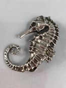 Sterling Silver Brooch of a Sea Horse (approx 5cm Tall clip & Brooch marked Sterling Silver)