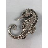 Sterling Silver Brooch of a Sea Horse (approx 5cm Tall clip & Brooch marked Sterling Silver)