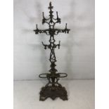 Wrought iron umbrella and coat / hat stand in the form of twisted branches and leaves. Over 200cm in