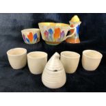 Small collection of Clarice Cliff to include three items in the Crocus design and five items